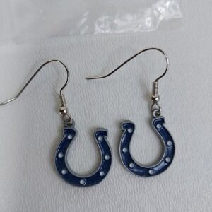Indianapolis Colts Football‎ Team Logo NFL Silver Dangle Earrings Pair